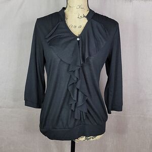 LENA Ruffled‎ Black Blouse Medium